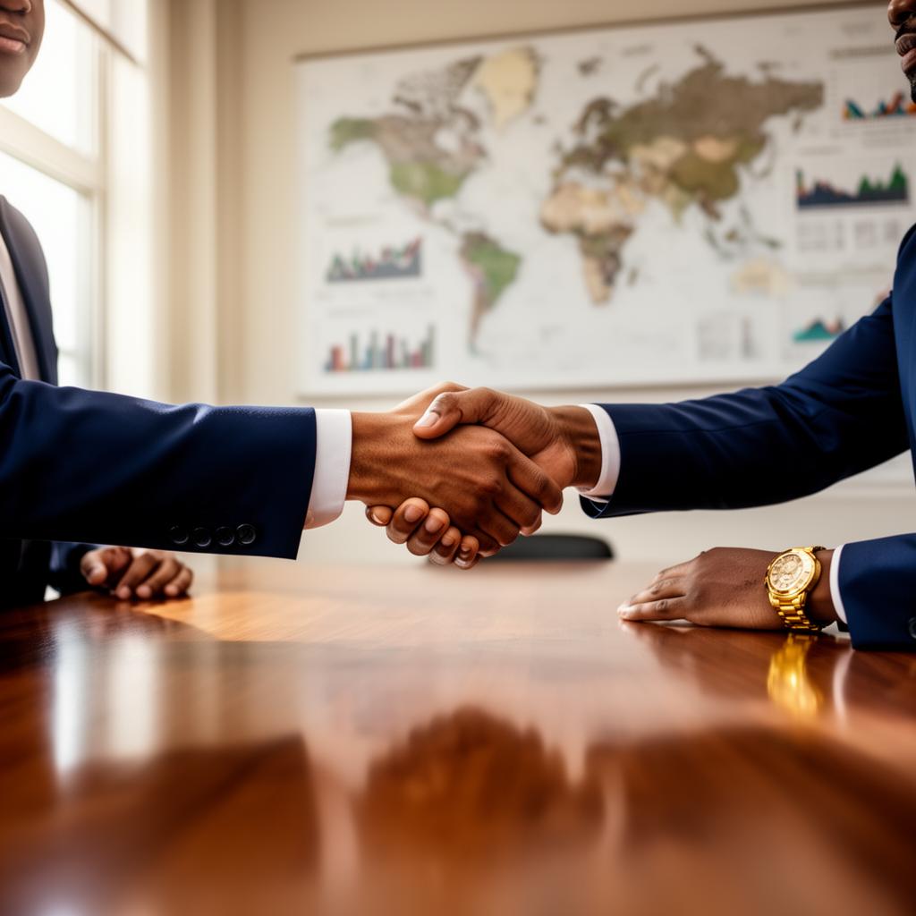 Handshake between verified buyer and seller in global commodity trading